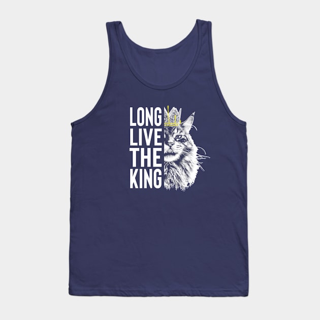 Long Live The King - Maine Coon Cat Face with Graffiti Crown and Text Tank Top by VoidCrow